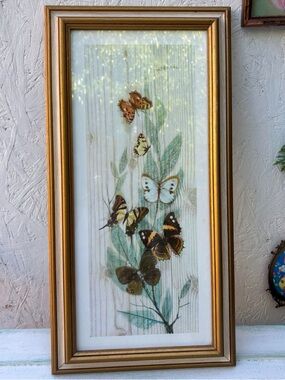 Gold Framed Botanical Butterfly Wall Art - Unbranded